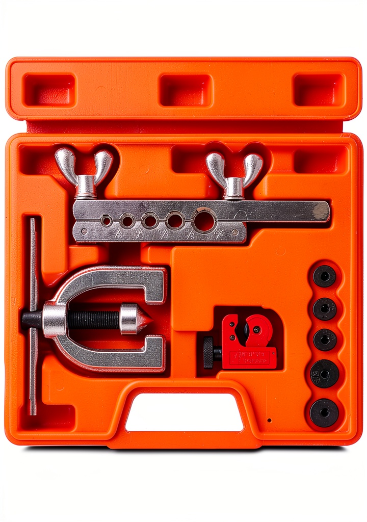 Technician using DASBET flaring tool on a brake line