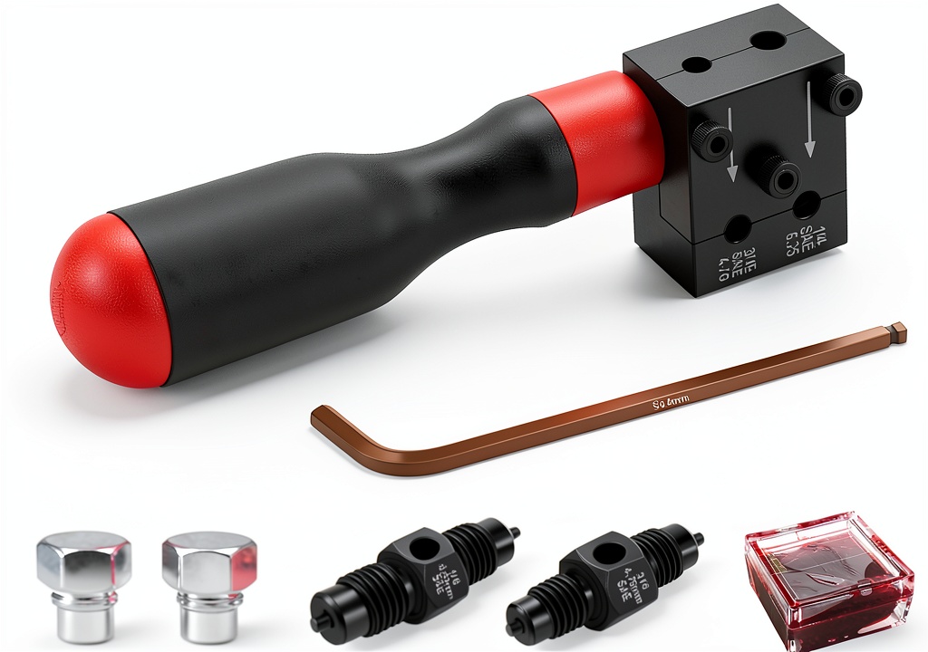 Installing YIYITOOLS Brake Line Flaring Tool Kit for Automotive on a wooden workbench