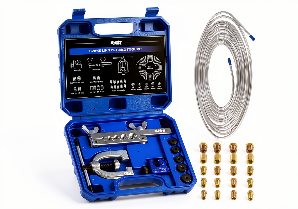 Orion Motor Tech flaring tool kit being used on a car brake line