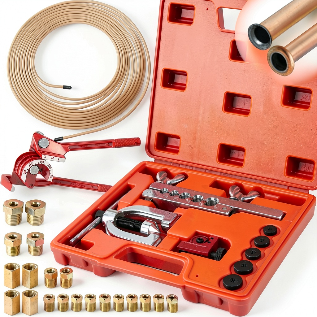 Installing ZMCYNG 3/16 Brake Line Kit copper brake line repair on a wooden garage bench
