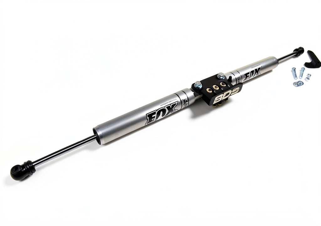 TrendsAuto steering stabilizer kit installed on a lifted Ford F-250