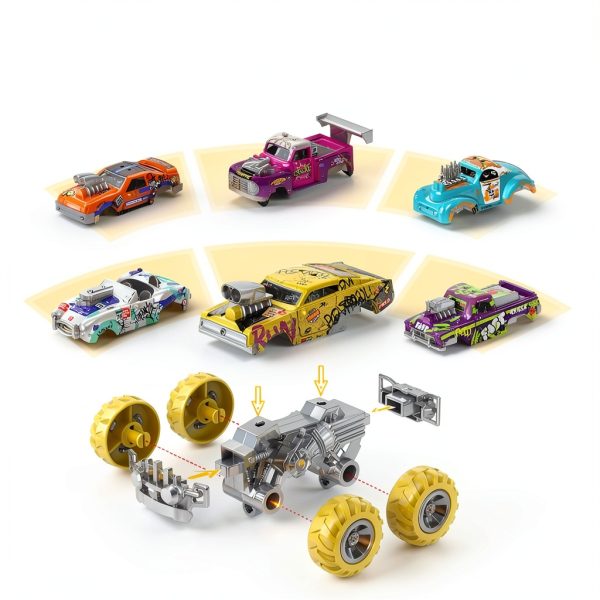 DIY Toy Car Set Cheerful Toys – Metal Body, Rubber Wheels, Pull‑Back-1