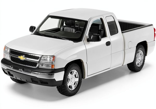 Diecast Metal Pickup Truck Motormax White 1/25 Scale Opening Doors-1