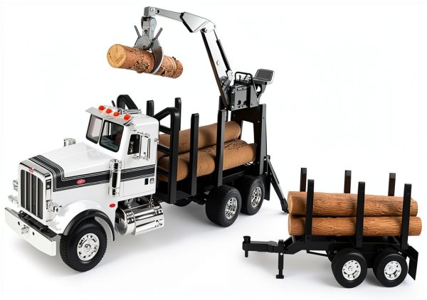 TOMY Big Farm Logging Truck Toy with Lights Sounds and Crane for Kids-1
