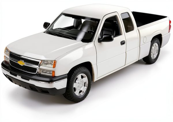 Diecast Metal Pickup Truck Motormax White 1/25 Scale Opening Doors-0