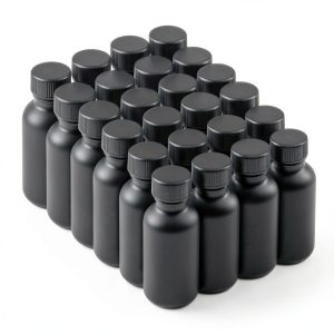 1 oz Glass Bottle by The Bottle Depot Boston Round Black Frosted-0
