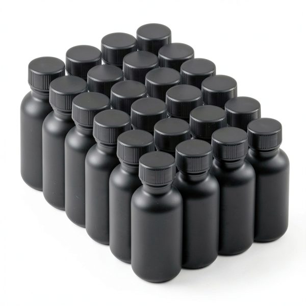 1 oz Glass Bottle by The Bottle Depot Boston Round Black Frosted-0