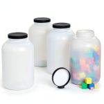 Hudson Exchange 1 Gallon Wide Mouth Plastic Jar with Cap, HDPE, Natural, 4 Pack-0