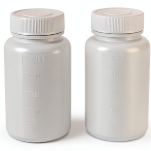 uxcell 2Pcs 250ml Plastic Wide Mouth Laboratory Reagent Bottle White-0