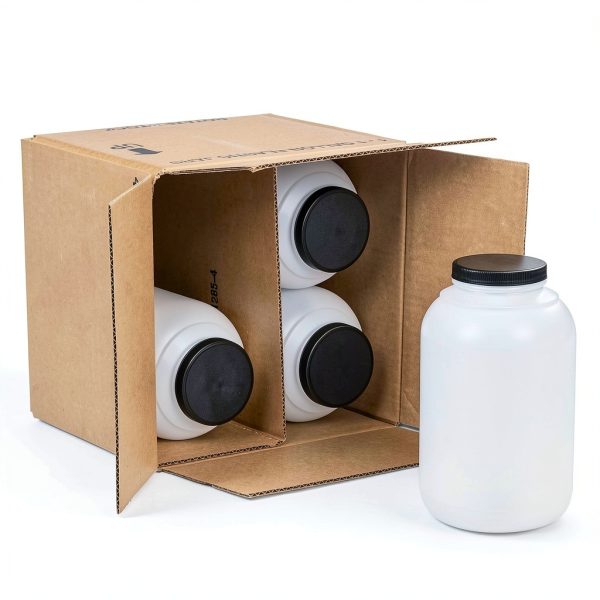 Hudson Exchange 1 Gallon Wide Mouth Plastic Jar with Cap, HDPE, Natural, 4 Pack-2