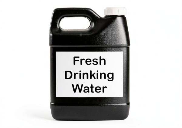 2.5 gallon HDPE jug, Priority Plastics F style container, white cap-7