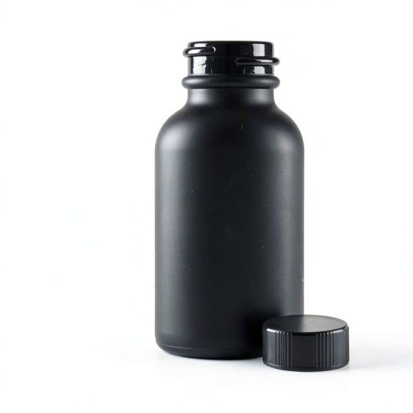 1 oz Glass Bottle by The Bottle Depot Boston Round Black Frosted-1